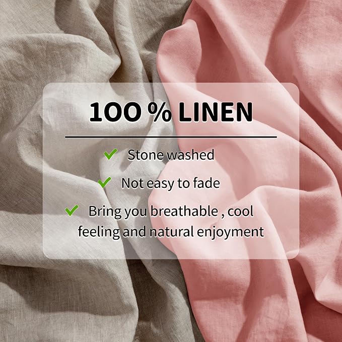 LBRO2M 100% Pure Linen Sheet Set Deep Pocket Up to 16" Bed Sheets Sets - Image 3