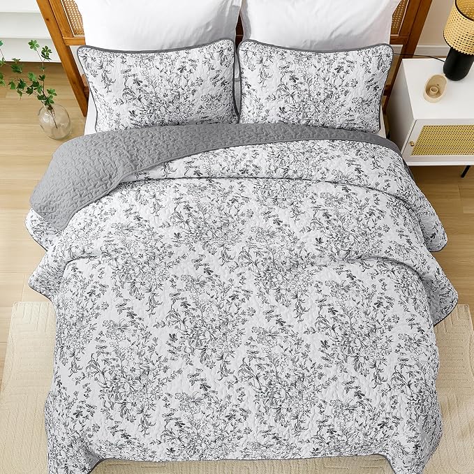 WONGS BEDDING Quilt King Size, Botanical Quilt - Image 4