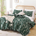 JANZAA Quilts Queen Size Emerald Green Floral Queen Quilt Bedding Set by JANZAA