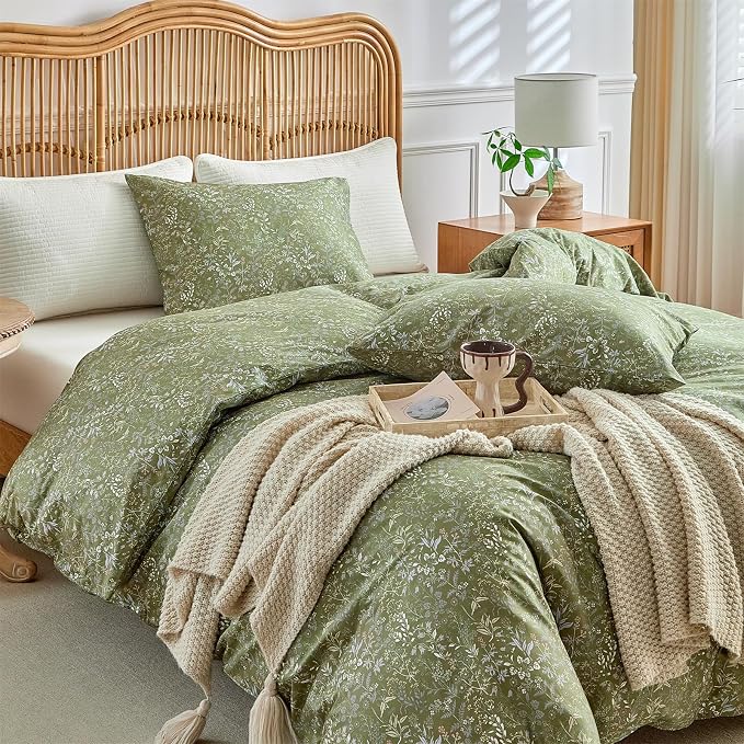 mixinni 3 Pieces Duvet Covers King Size, 100% Cotton Comforter Cover Wildflower - Image 3