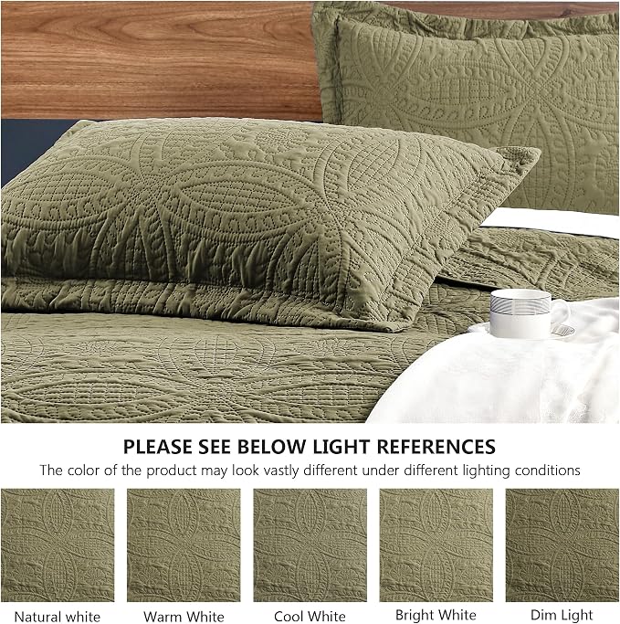 Love's cabin King Size Quilt Bedding Set Green Bedspreads - Image 5