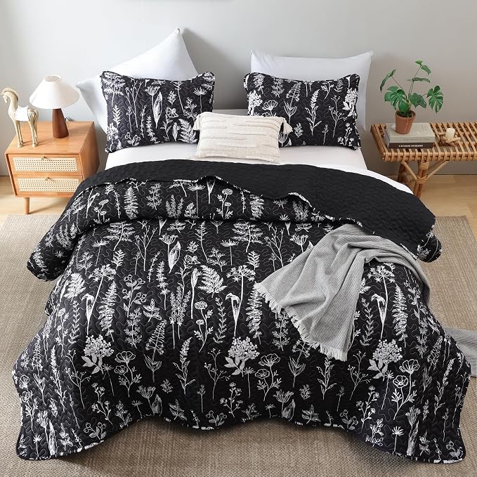 JANZAA Quilts Queen Size Bed Spread Botanical 3 Pieces Quilts Queen Size Sets - Image 5