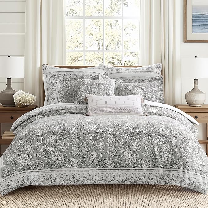 Levtex Home Adare Grey Reversible Twin Duvet Cover Set - Image 2