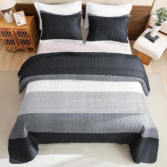 Litanika Quilt King Size Black, Soft Lightweight Polyester Comforter Bedding Set - Image 3