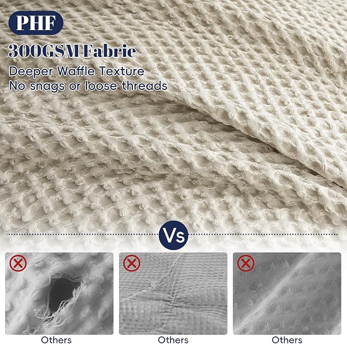 PHF Waffle Weave Duvet Cover Set California King, No Snagging Ultra Soft Luxury - Image 3