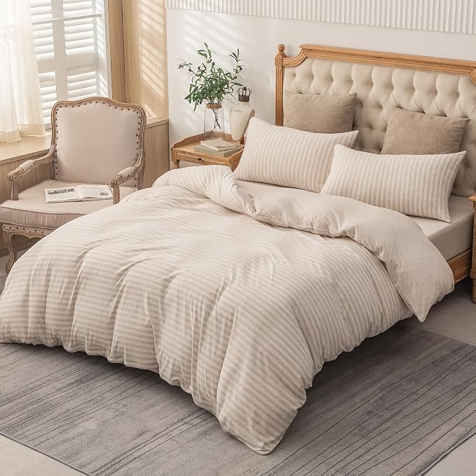 PURE ERA Jersey Knit Duvet Cover Set 100% T-Shirt Heather Cotton Super Soft - Image 8