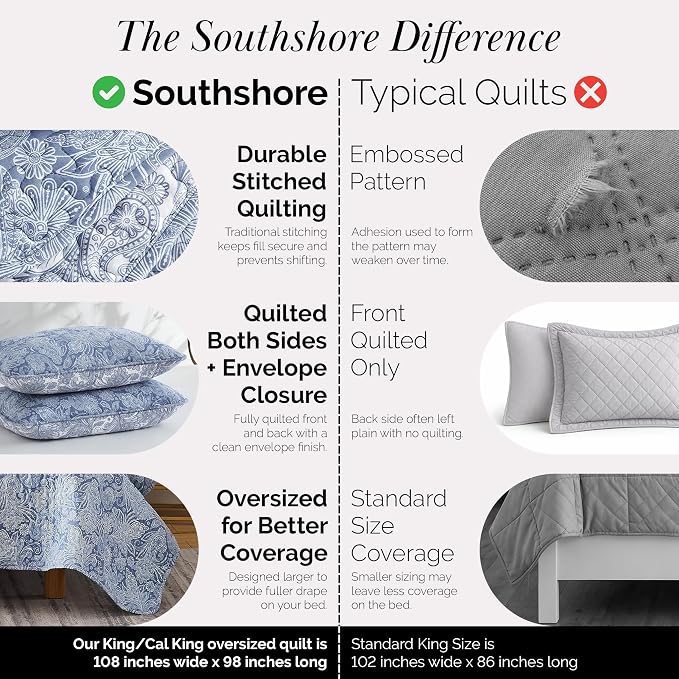 Southshore Fine Living, Inc. Extra Large King Size Quilts, Paisley Quilt - Image 4