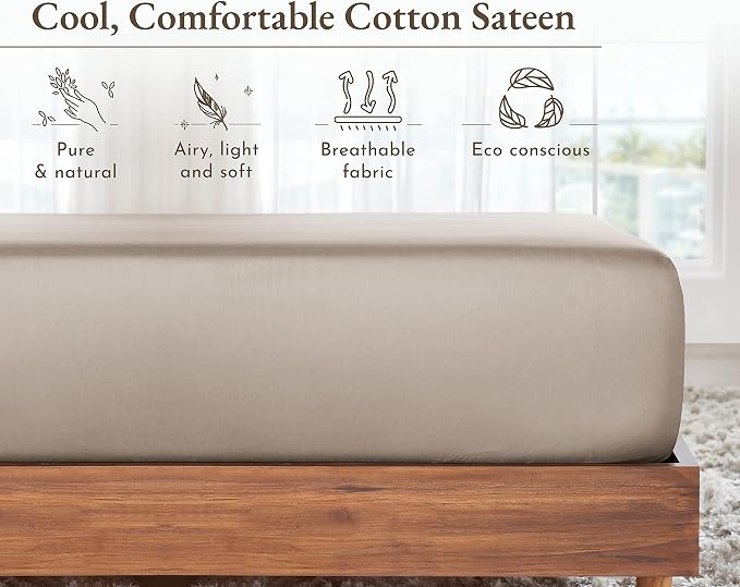 California Design Den Twin XL Fitted Sheet Only, Soft 100% Cotton Sateen - Image 7