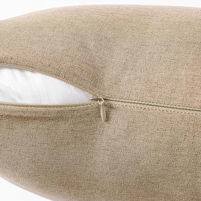 MIULEE Pack of 2 Decorative Outdoor Solid Waterproof Throw Pillow Covers Faux - Image 2