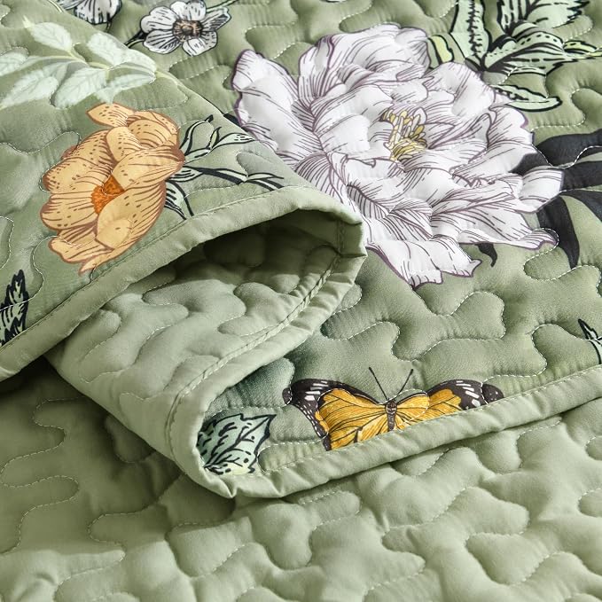 Litanika Floral Green Quilt Queen Size - Image 5