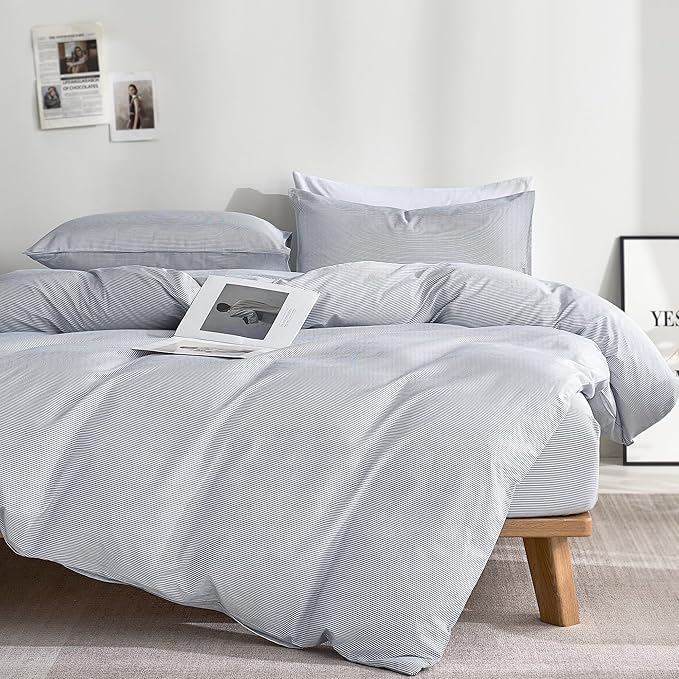 JELLYMONI 100% Natural Cotton 3pcs Striped Duvet Cover Sets, by JELLYMONI