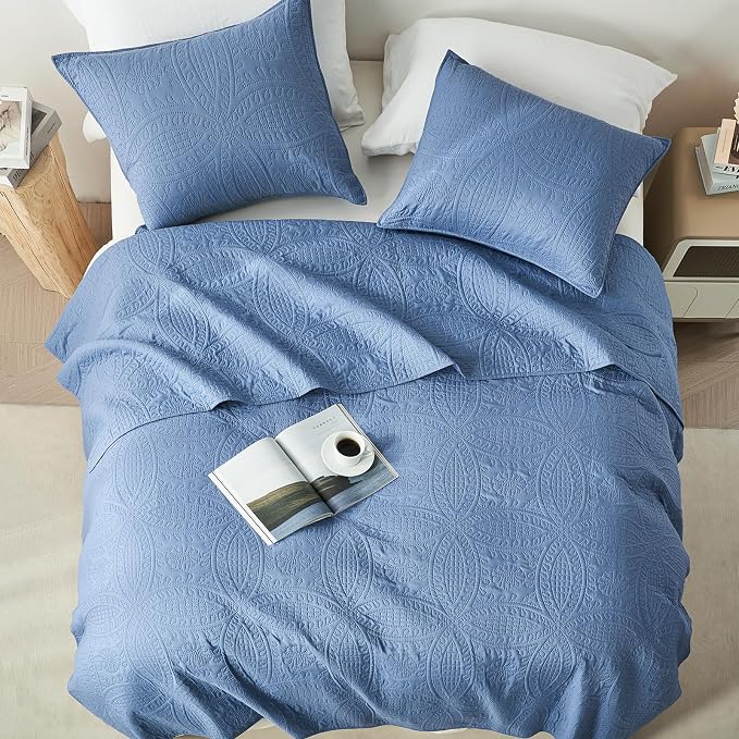akkialla Queen Quilt Bedding Set, Bluish Grey Ultrasonic Full/Queen Quilt Set - Image 3