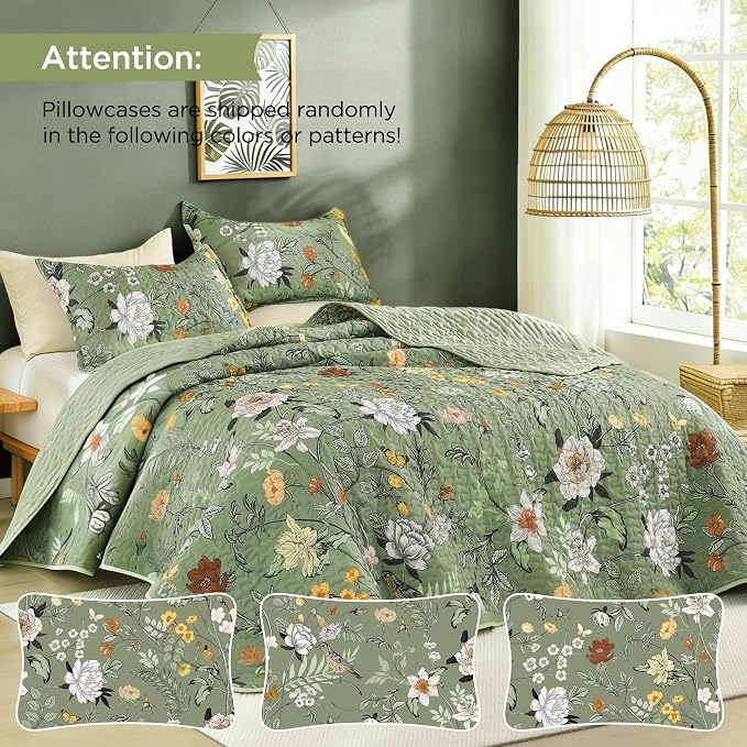 Litanika Floral Green Quilt Queen Size - Image 3
