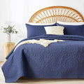 WURUIBO Navy Blue Quilt Set Queen Size, Embossing Microfiber Full Bedspreads by WURUIBO