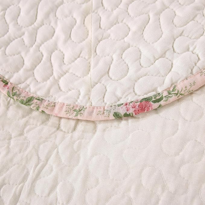 Quilt Set Floral Leaves 3D Embroidery Pattern 3 PCS Cotton Reversible Quilted - Image 9
