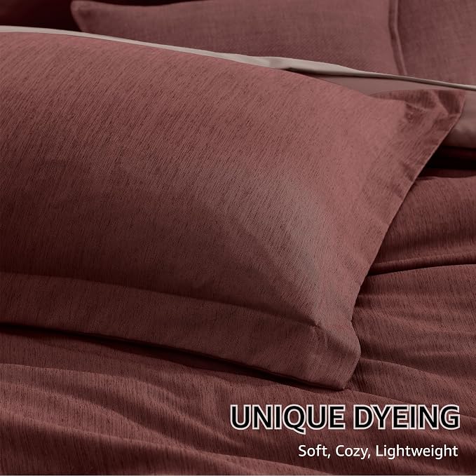 Monbix Full Size Comforter Set, Dark Red Bedding Comforter - Image 6