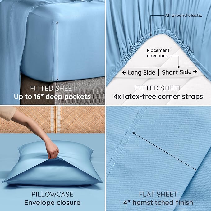 Bambaw 4pcs King Size Sheets Set – 100% Viscose Derived from Bamboo Sheets - Image 5