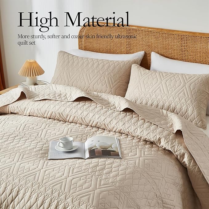 akkialla King/Cal King Size Quilt Bedding Set, Modern Style Geometric Pattern - Image 3
