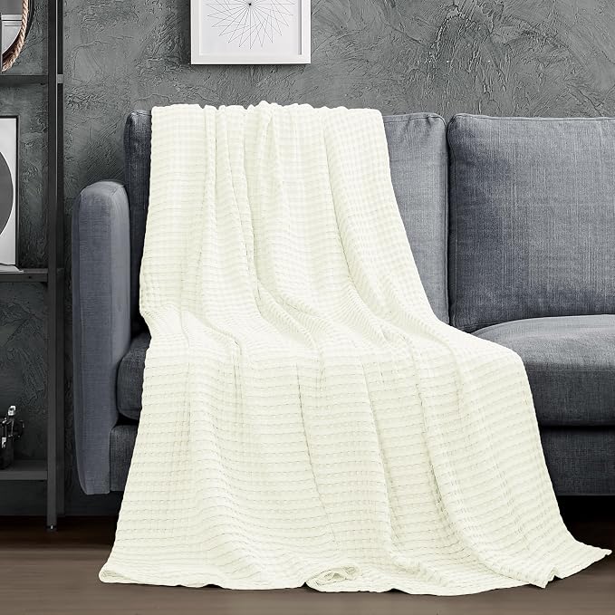 Utopia Bedding 100% Cotton Waffle Weave Blanket Queen Size - Image 2