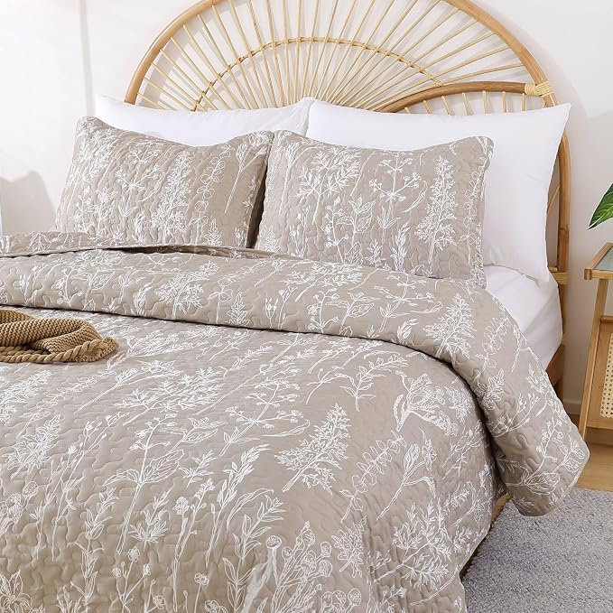 JANZAA Twin Quilt Oatmeal Quilt Bed Spread Boho Quilt - Image 6