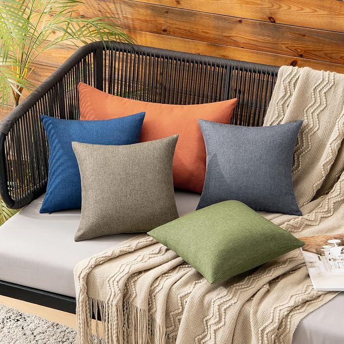 MIULEE Pack of 2 Decorative Outdoor Solid Waterproof Throw Pillow Covers Faux - Image 4
