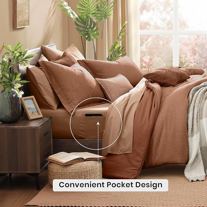 Monbix King Size Comforter Set, Autumn Leaf King Bedding Set Reversible - Image 4