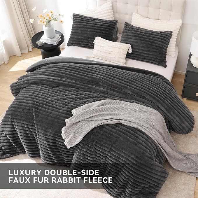 Smoofy Fluffy Queen Comforter Set 3 Pieces - Image 4