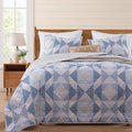 BLOOMHAVEN Quilt Set Twin Size, Patchwork Blue Marigold Floral Quilt Sets by BLOOMHAVEN