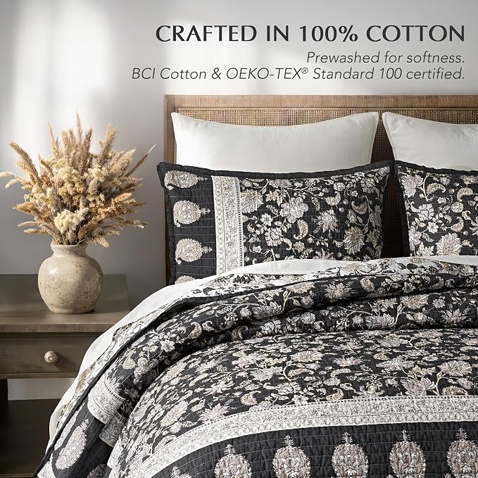 EverGrace Cotton Quilt Set King Size, 100% Cotton Reversible Lightweight - Image 3