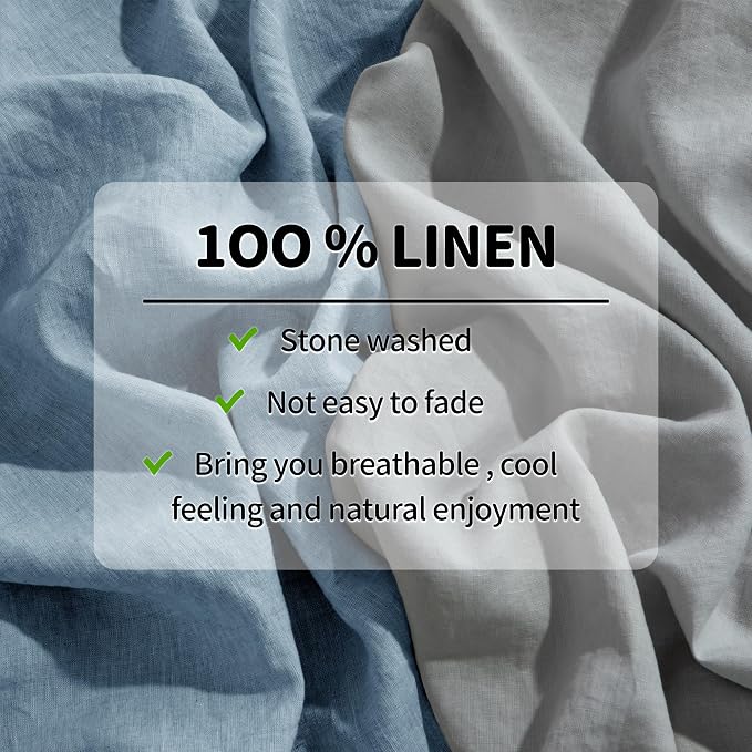 LBRO2M 100% Pure Linen Sheet Set Deep Pocket Up to 16" Bed Sheets Sets - Image 4