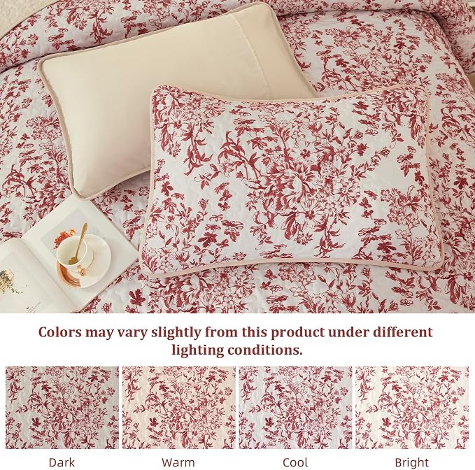 WONGS BEDDING Quilt Queen Size, Christmas Red Quilt Bedding Set - Image 5