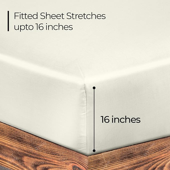 Royale Linens 300 Thread Count 100% Long Staple Combed Cotton Fitted Sheet - Image 3