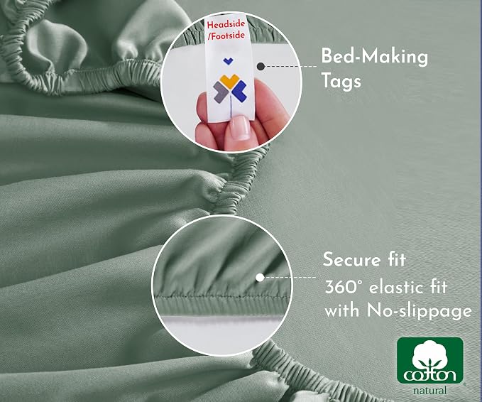 California Design Den Twin Fitted Sheets Only Cotton, 100% Cotton, No Pop-Off - Image 6