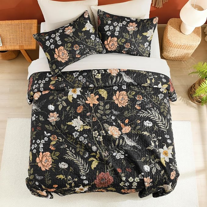 Litanika Floral Black Quilt King Size - Image 4