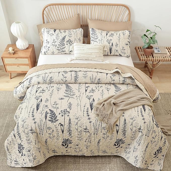 JANZAA Quilt King Size Beige Quilt Bed Spread Boho Quilt - Image 7
