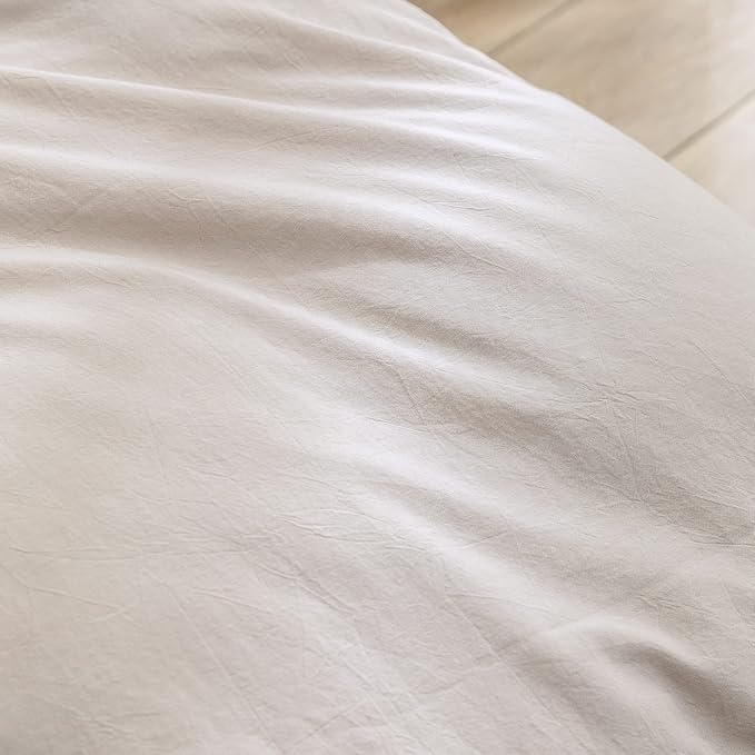 BESTOUCH Duvet Cover Set 100% Washed Cotton Linen Feel Super Soft Comfortable - Image 6