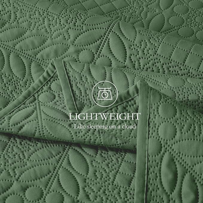 FLYMME Full Queen Quilt Bedding Set, Lightweight Olive Green Bedspreads - Image 5