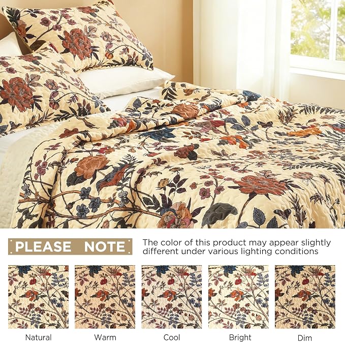 Litanika Floral Beige Quilt King Size - Image 7