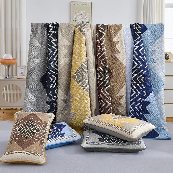 Dintszyayue Bohemian Quilt Set King Size, 3 Pieces Aztec Texture Bedding - Image 8
