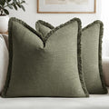 MIULEE Decorative Throw Pillow Covers Neutral Linen Fringe Throw Pillows Euro by MIULEE
