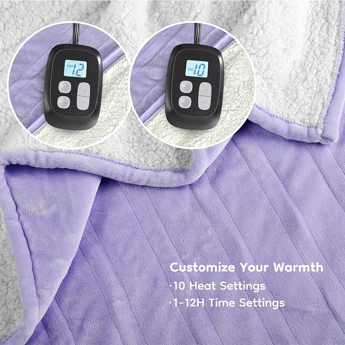 LaffyLo Electric Heated Blanket Queen Size 84 x 90, Dual Control, Fast Heating - Image 4
