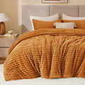 BEDELITE Fleece King Comforter Set -Super Soft & Warm Fluffy Rust Orange Bedding by BEDELITE