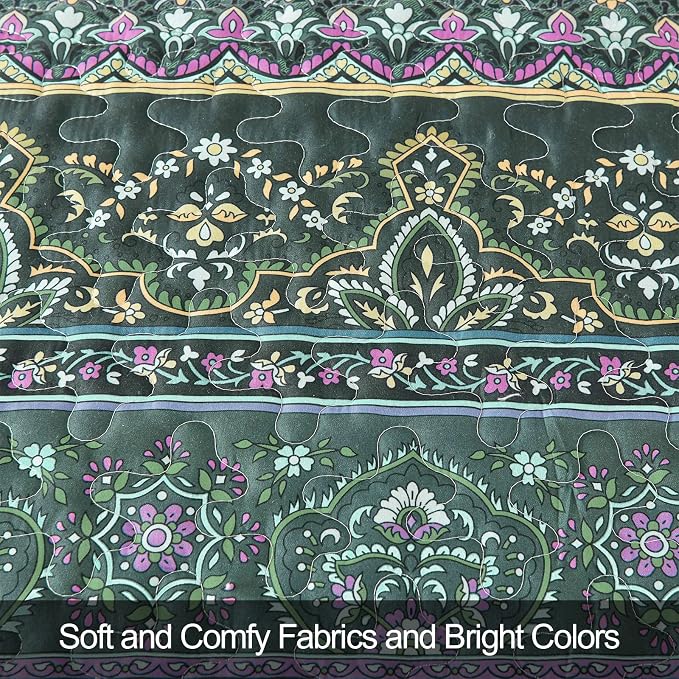WONGS BEDDING Boho Quilt Queen Size, Lightweight Microfiber Bed Decor Bedspread - Image 6