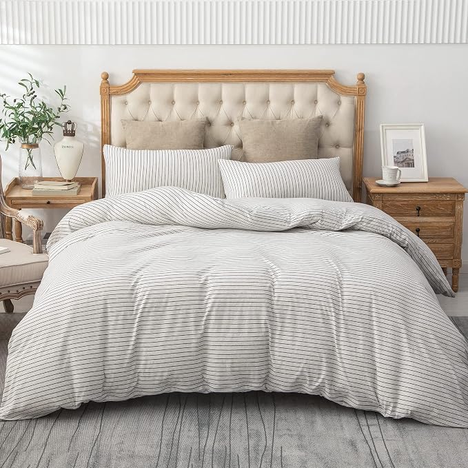 PURE ERA Jersey Knit Duvet Cover Set 100% T-Shirt Heather Cotton Super Soft - Image 4