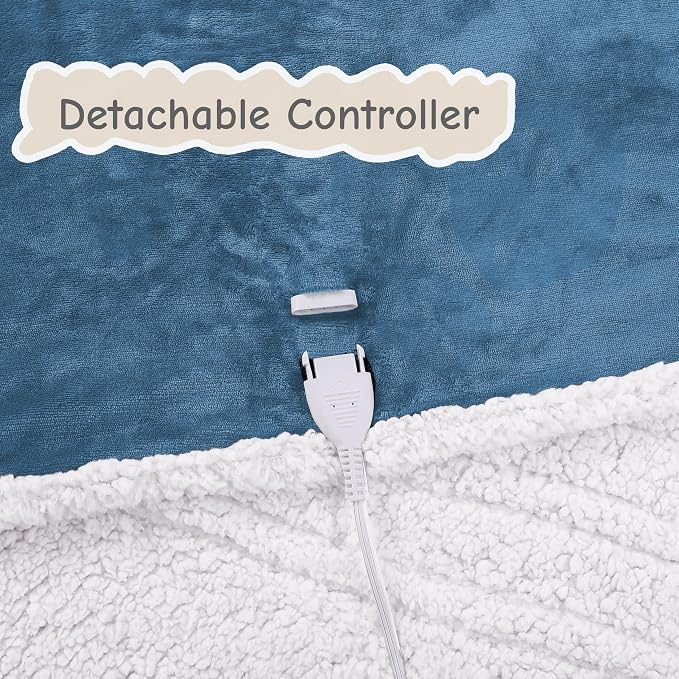 Electric Heated Blanket Twin Size 62"x84", Soft Flannel - Image 5