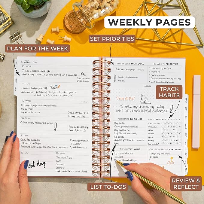 Clever Fox Dated Planner with Tabs 2026 – Weekly & Monthly Spiral Planner with - Image 3