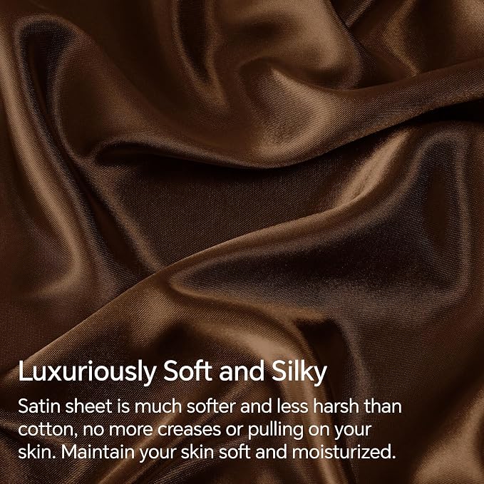 BEDELITE Satin Fitted Sheet and Pillowcases Set, Luxury Soft Similar to Silk - Image 3