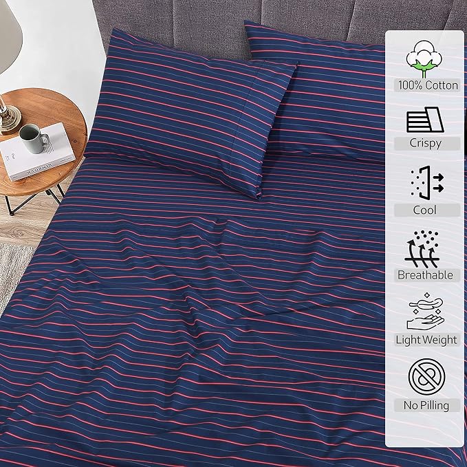 RUVANTI 100% Cotton Sheets – Twin Size Percale Bedding, Cooling & Breathable - Image 2
