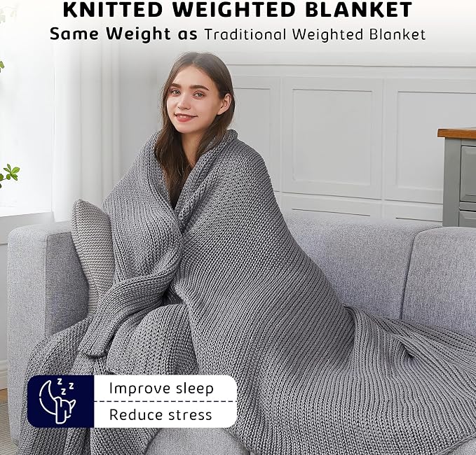 L'AGRATY Knitted Weighted Blanket - Image 3