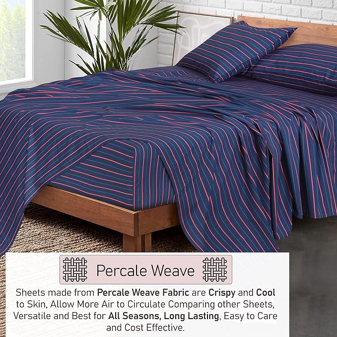 RUVANTI 100% Cotton Sheets – Queen Size Percale Bedding, Cooling & Breathable - Image 3